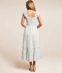 Dresses | Trixxi Floral Tiered Maxi Dress Ivory Blue Floral