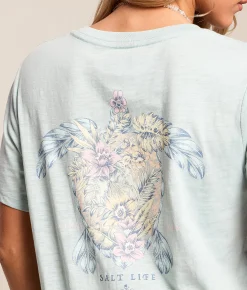 Salt Life Floral Turtle T-Shirt Grey Mist Discount