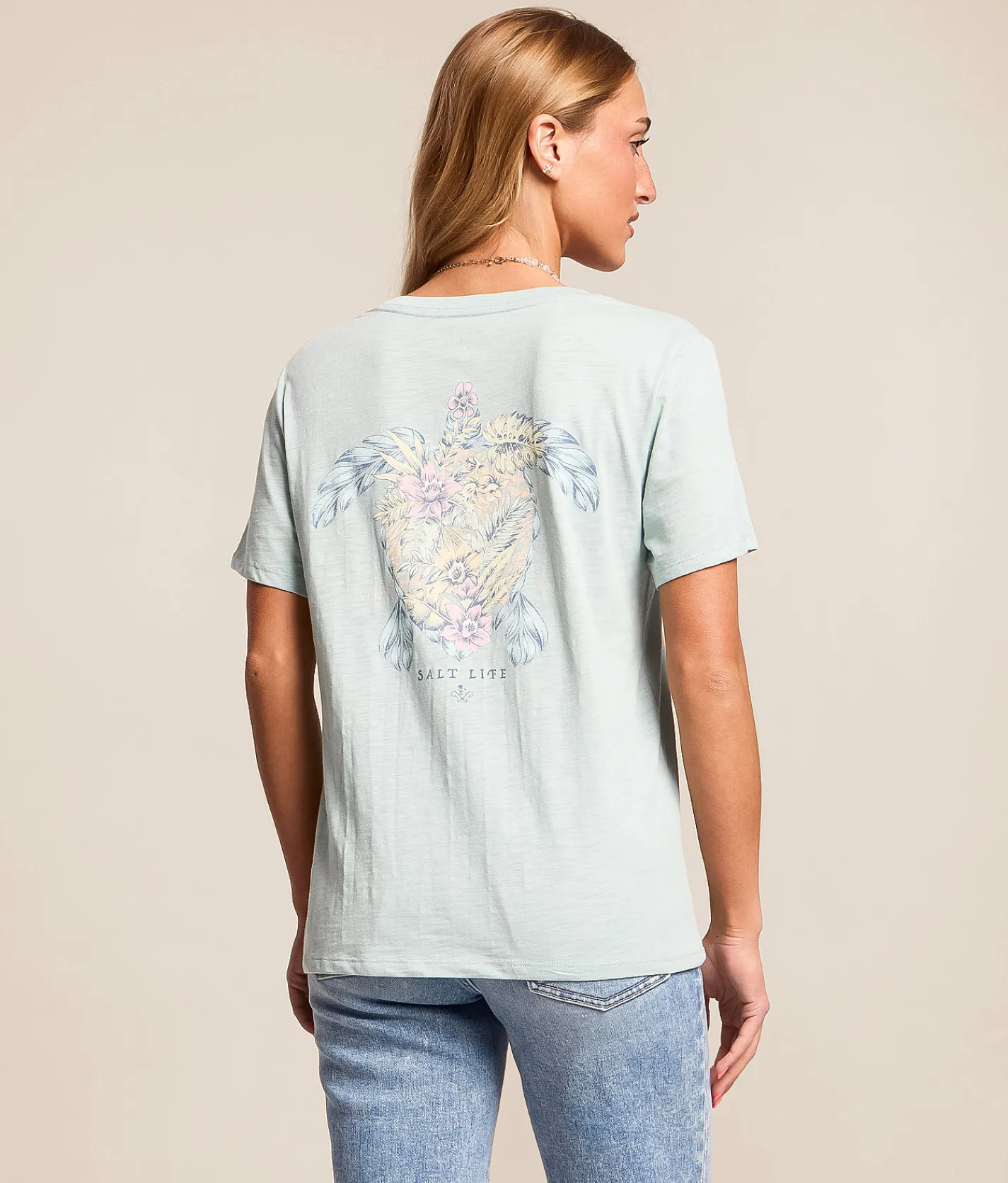 Salt Life Floral Turtle T-Shirt Grey Mist Discount