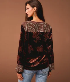 Tops | Sterling & Stitch Floral Velvet Top Rum Raisin