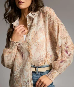 Tops | BKE Floral Woven Blouse Cream Multi