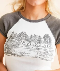 Modish Rebel Florida Everglades Cropped Baby T-Shirt Off White New