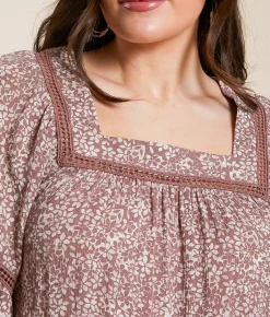 Tops | Daytrip Flowy Floral Top Burlwood Cream