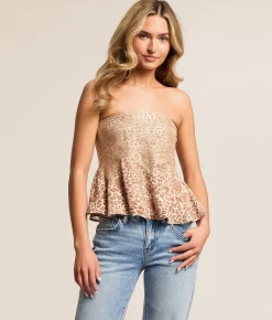 Tops | Willow & Root Flowy Lace Tube Top Brown