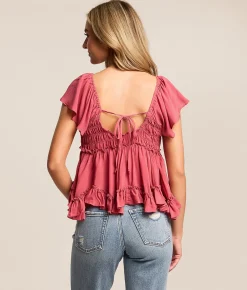 Tops | Willow & Root Flutter Peplum Top Baroque Rose
