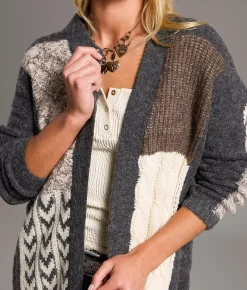 BKE Flyaway Cardigan Sweater Charcoal Brown Sale