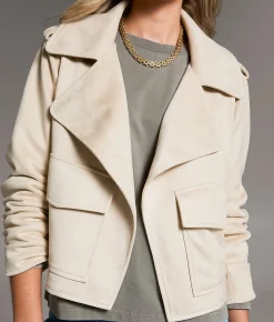 Tops|Coats & Jackets | BKE Flyaway Faux Suede Jacket Ivory