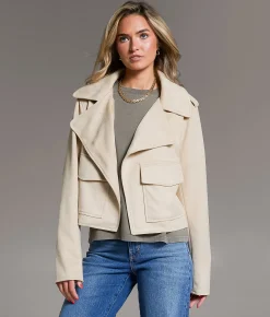 Tops|Coats & Jackets | BKE Flyaway Faux Suede Jacket Ivory