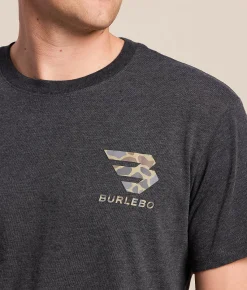 BURLEBO Flying Deer Camo T-Shirt Heather Black Discount