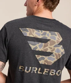 BURLEBO Flying Deer Camo T-Shirt Heather Black Discount
