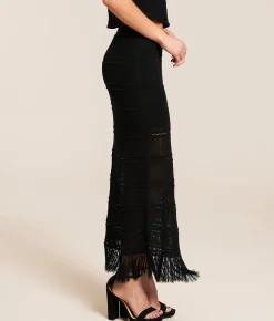 Z Supply Flynn Fringe Midi Skirt Black Clearance