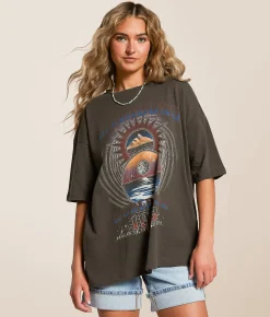 Tops | Billabong Focus Tour Oversized T-Shirt Off Black