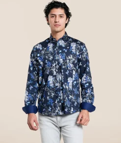 Tops | Eight X Foiled Floral Shirt Navy