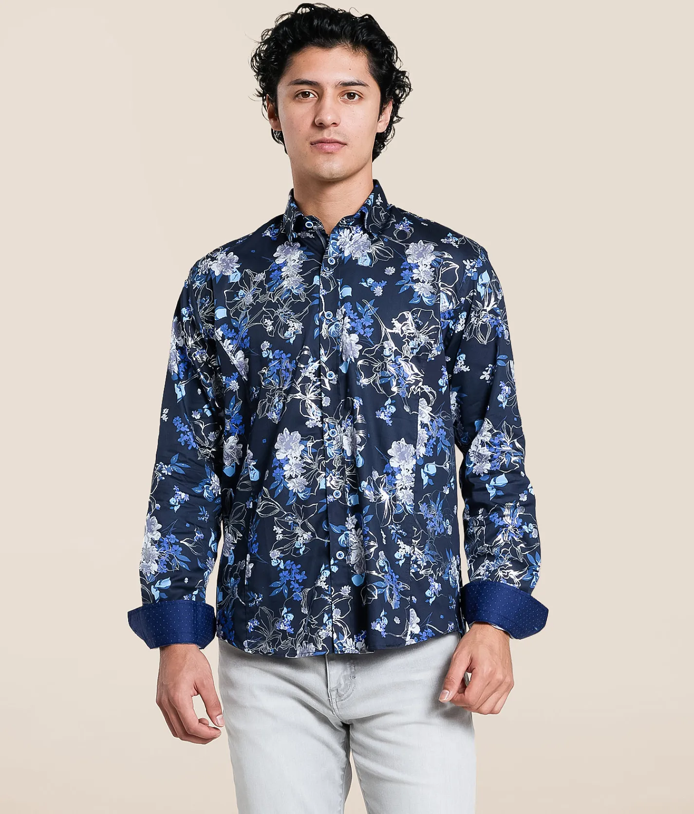 Tops | Eight X Foiled Floral Shirt Navy