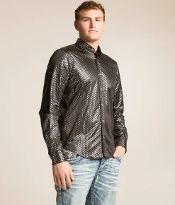 Eight X Foiled Stretch Shirt Black New