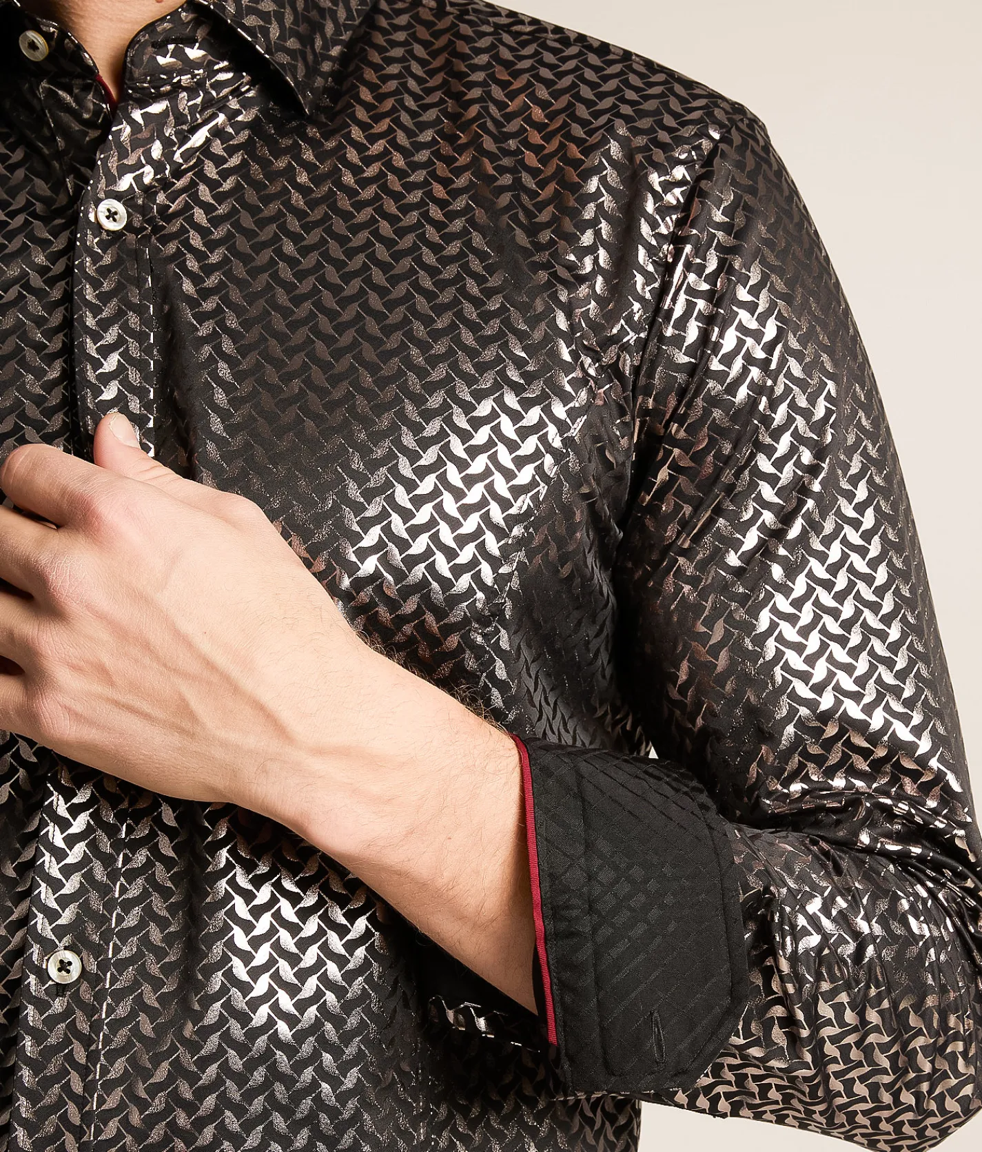 Eight X Foiled Stretch Shirt Black New