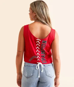 Goodie Two Sleeves Football Champion Back Tie Tank Top Chili Pepper Hot