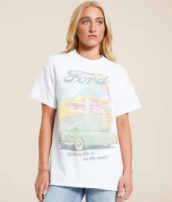 Tops | Junkfood Ford Palm Springs T-Shirt White