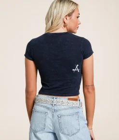 Affliction Forgotten Baby Cropped T-Shirt Dark Navy Black Mineral