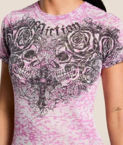 Affliction Forgotten Burnout T-Shirt Pink Burnout Online