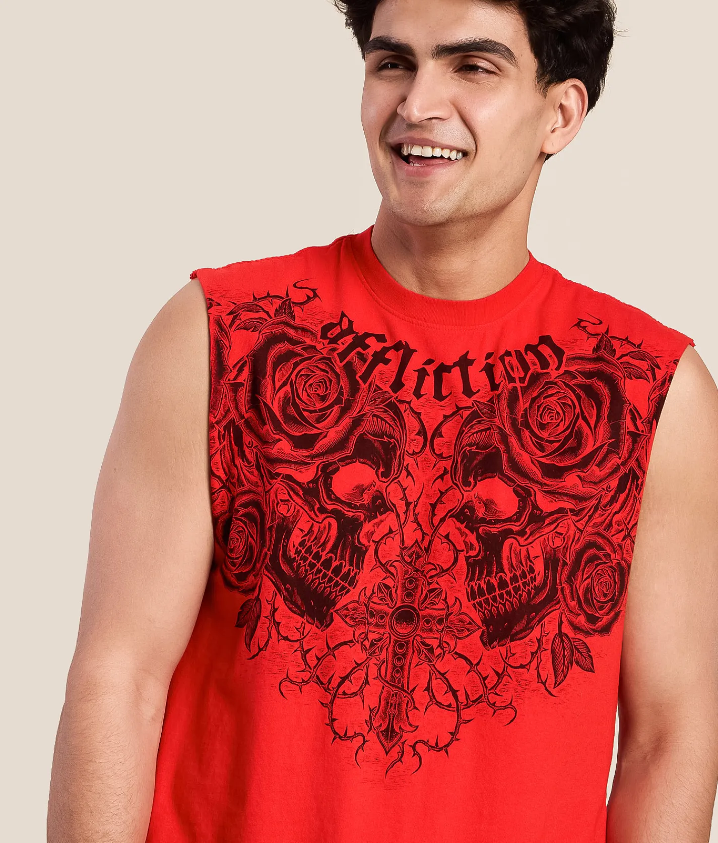 Tops | Affliction Forgotten Muscle Tank Top Bright Red Heather