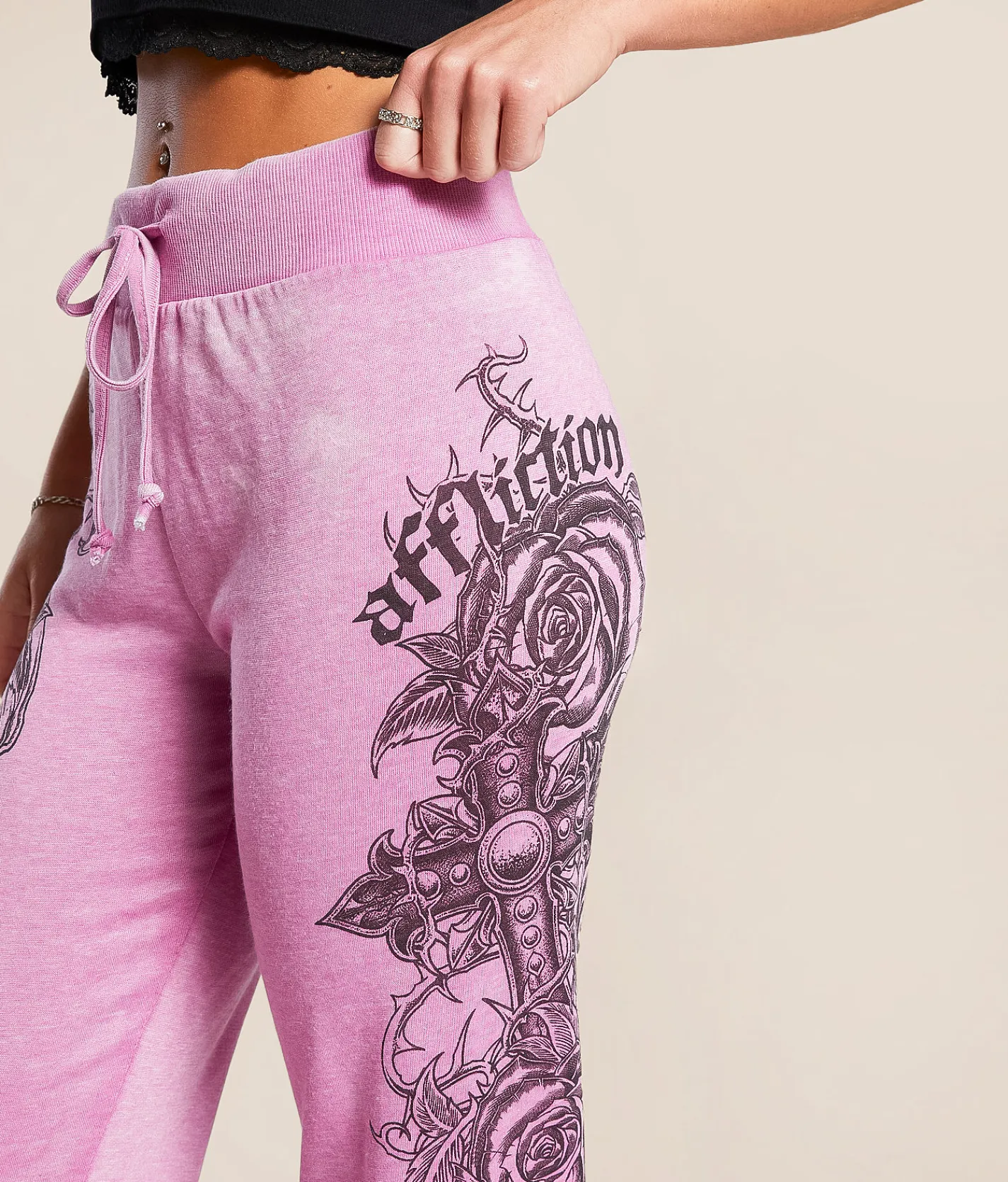 Affliction Forgotten Sweatpant Pink Clearance