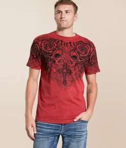 Affliction Forgotten T-Shirt Affliction Red Lava Wash Discount