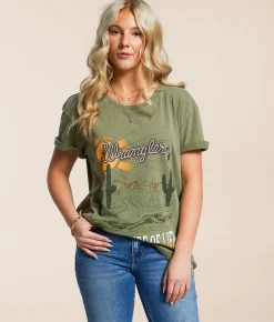 Wrangler® For The Ride Of Life Oversized T-Shirt Olivine New