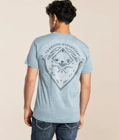Tops|Graphic T-Shirts | American Fighter Foster T-Shirt Stone Blue Cloud Blue