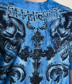 Affliction Fragmented T-Shirt Pacific Blue Discount