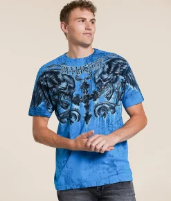 Affliction Fragmented T-Shirt Pacific Blue Discount