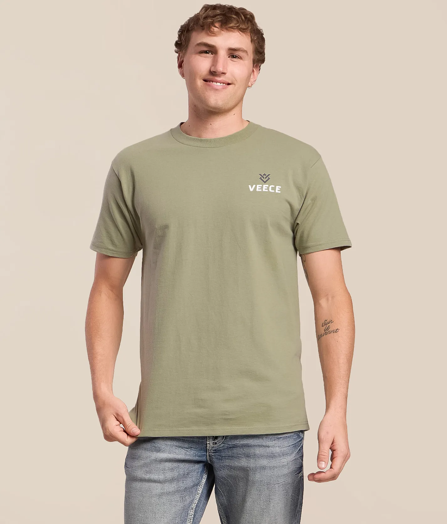 Veece Framed Step Fade T-Shirt Desert Green Hot