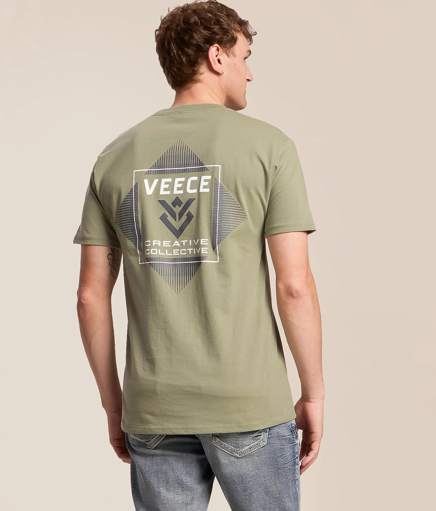Veece Framed Step Fade T-Shirt Desert Green Hot