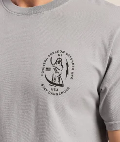 Tops|Graphic T-Shirts | Howitzer Freedom Defender T-Shirt Silver Lava Wash