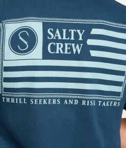 Salty Crew Freedom Flag T-Shirt Harbor Blue Discount