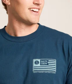 Salty Crew Freedom Flag T-Shirt Harbor Blue Discount