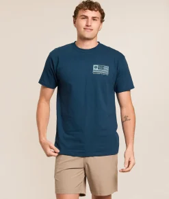 Salty Crew Freedom Flag T-Shirt Harbor Blue Discount