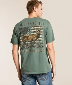 Tops|Graphic T-Shirts | Tail Chasers Club Freedom To Hunt T-Shirt Mulled Basil