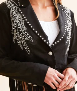 Tops|Coats & Jackets | Miss Me Fringe Glitz Blazer Black