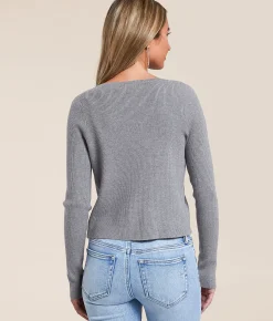 Tops | Willow & Root Front Tie Cardigan Sweater Heather Grey