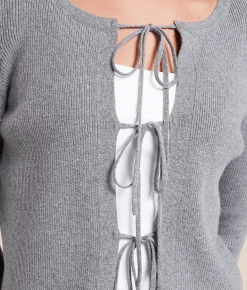 Tops | Willow & Root Front Tie Cardigan Sweater Heather Grey