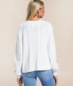Tops | Willow & Root Front Tie Cardigan Sweater White