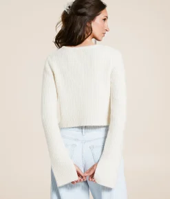 TIC TOC Front Tie Heathered Cardigan Sweater Wheat Best