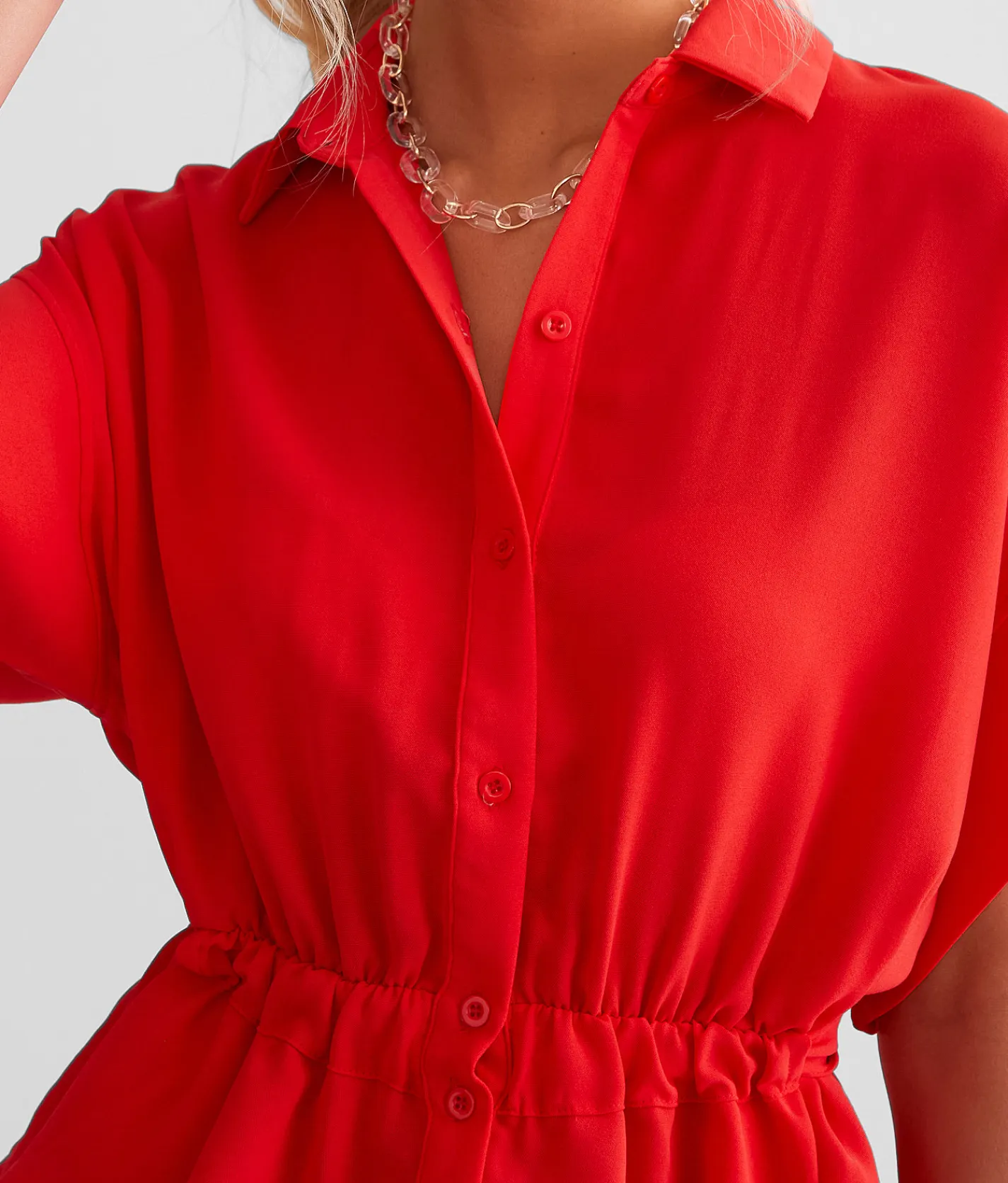 Hyfve Front Tie Peplum Blouse Hibiscus Best