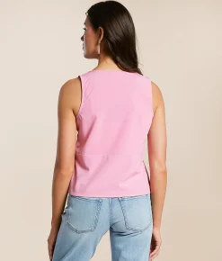 Tops | Willow & Root Front Tie Tank Top Fuschia PInk