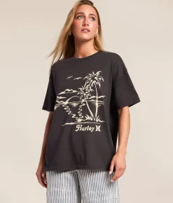 Tops | Hurley Fun In The Sun Oversized T-Shirt Off Black