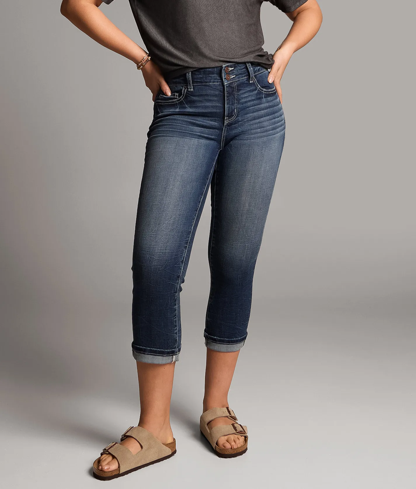 BKE Gabby Cuffed Stretch Capri Jean Galvan 2 Outlet