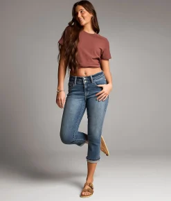 BKE Gabby Cuffed Stretch Capri Jean Cerney 3 Outlet