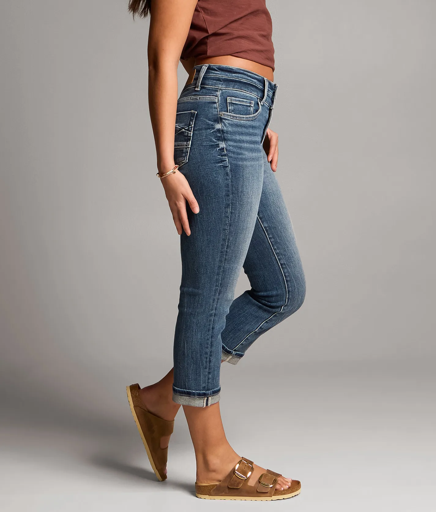 BKE Gabby Cuffed Stretch Capri Jean Cerney 3 Outlet