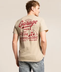 American Needle Garage Beer Pizza T-Shirt Sand New
